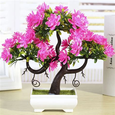 Flores Artificiales Para Decoracion Hogar Artificial Plants 1PC Emulate Bonsai Decorative ...