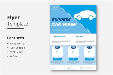 Car Wash Flyer Template Design Graphic by MacroByte · Creative Fabrica