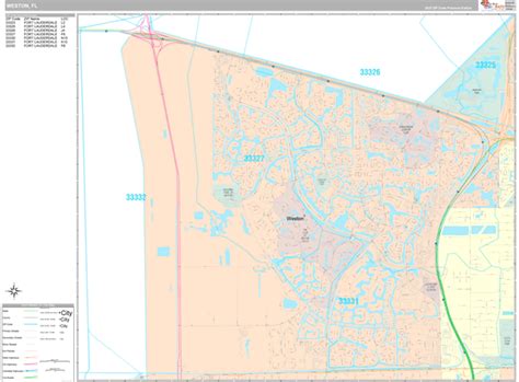 Weston Florida Wall Map (Premium Style) by MarketMAPS - MapSales