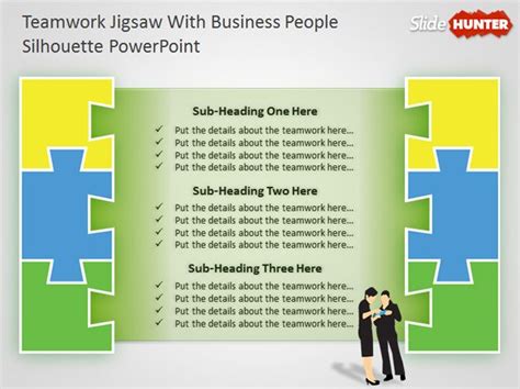 Free Teamwork PowerPoint Diagram with Jigsaw Illustration - Free PowerPoint Templates ...
