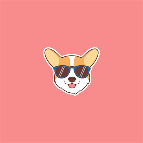 Cute corgi dog face with sunglasses cartoon 1339837 Vector Art at Vecteezy