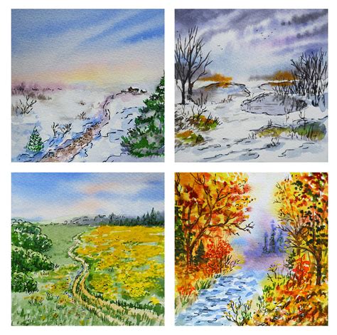 Colors Of Russia Four Seasons Painting by Irina Sztukowski