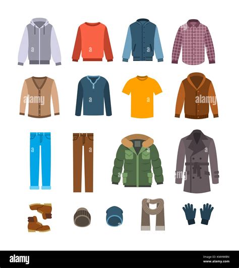 Warm clothes for men. Winter collection of modern male casual outfit ...