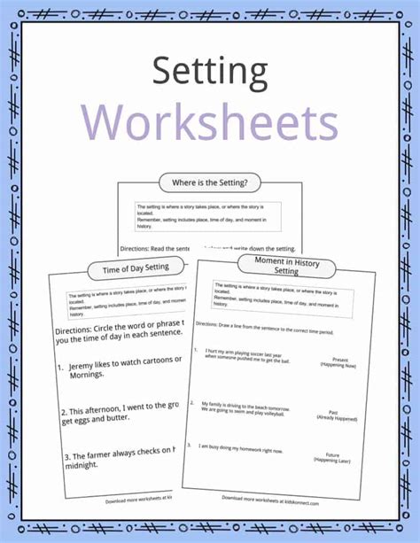 Identifying Story Setting Worksheets