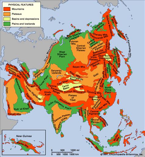 Physical Map Of Central Asia