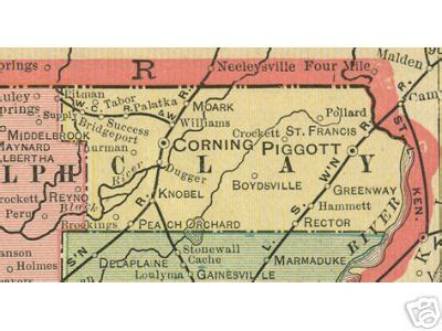 Clay County Arkansas Genealogy, History, maps with Piggott, Corning ...