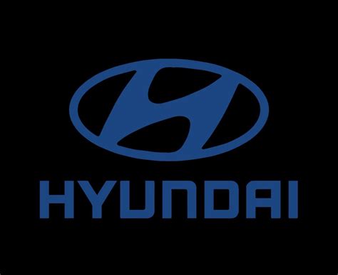 Hyundai Logo Brand Symbol With Name Black Design South Korean Car ...