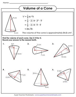 Volume Worksheets -Cones | Volume worksheets, Biology worksheet, Worksheets