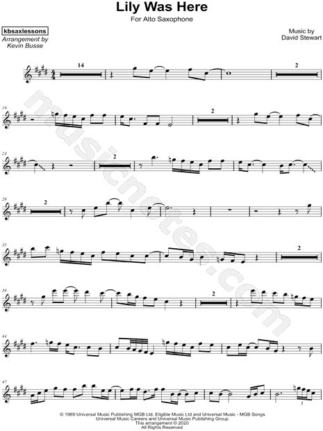 Kevin Busse "Lily Was Here" Sheet Music (Alto Saxophone Solo) in C# Minor - Download & Print ...