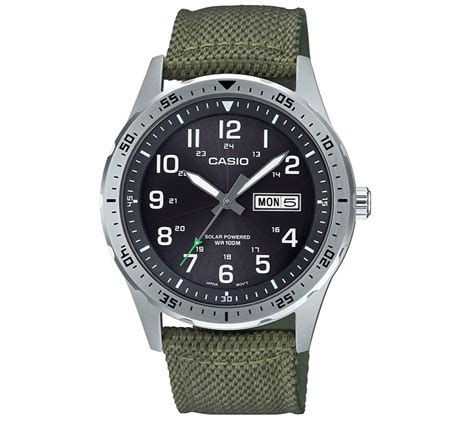 Casio Men's Solar-Powered Green Nylon Strap Watch - QVC.com