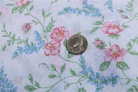 80s vintage pink blue floral print dotted swiss flocked dots cotton fabric