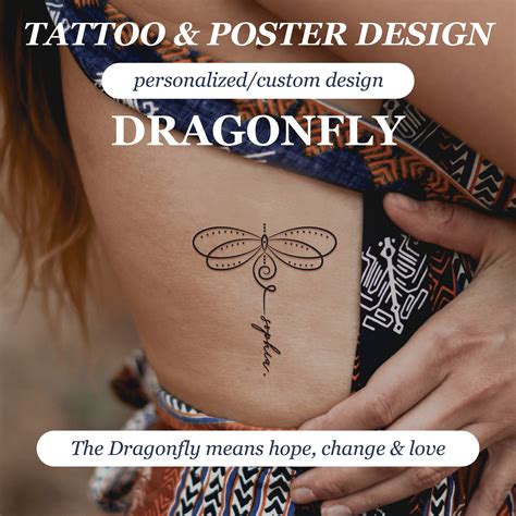 Dragonfly Custom Tattoo, Dragonfly Poster, Personalized Tattoo, Custom ...