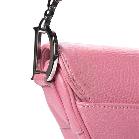 CHRISTIAN DIOR Calfskin Embroidered Romantic Flowers Saddle Bag Pink 341577