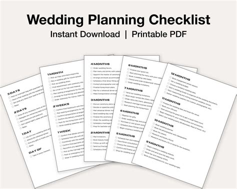 Wedding Checklist Printable PDF Digital Template - Etsy