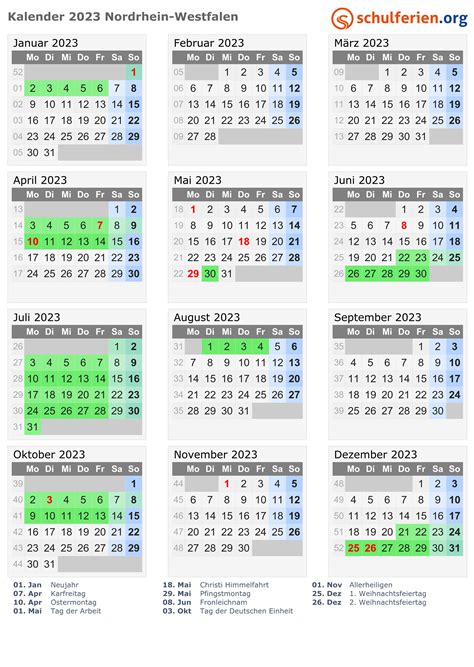 Kalender 2022/2023 Nordrhein-Westfalen