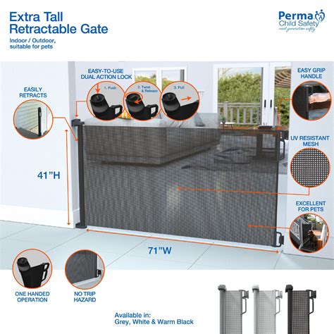 Perma Extra Tall & Extra Wide Outdoor Retractable Gate, Up to 71 in. W ...