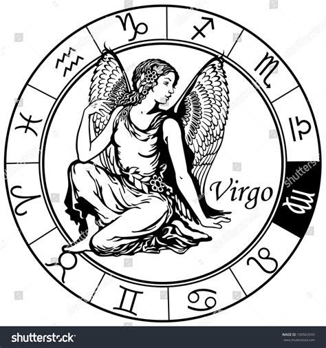 Virgo Astrological Zodiac Sign Black White Stock Vector 190563593 ...