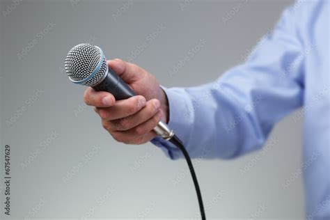 Interview with microphone Stock Photo | Adobe Stock