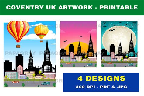 Coventry UK Skyline Printable Artwork Graphic by Papa Gray · Creative ...