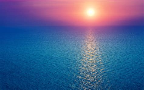 Sunrise Wallpaper 4K, Seascape, Horizon, Ocean