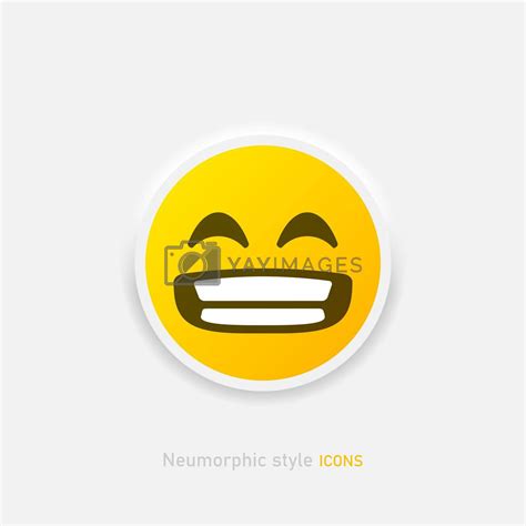 Gritting his teeth laughing. Neumorphic emoji vector icon. Positive ...