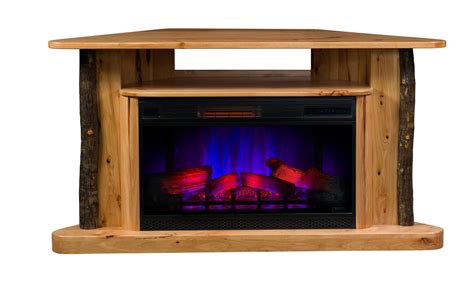 Amish Classic Corner TV Stand LED Electric Fireplace With Remote