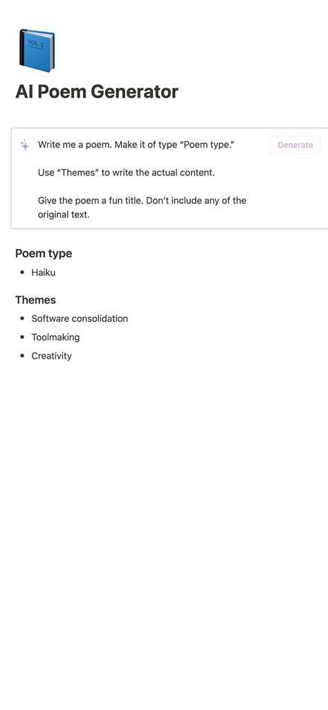 Notion Template Gallery – AI Poem Generator