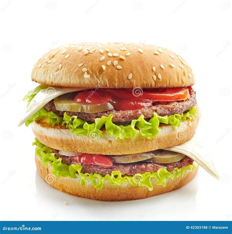 Burger on a White Background Stock Photo - Image of fresh, cheese: 42303188