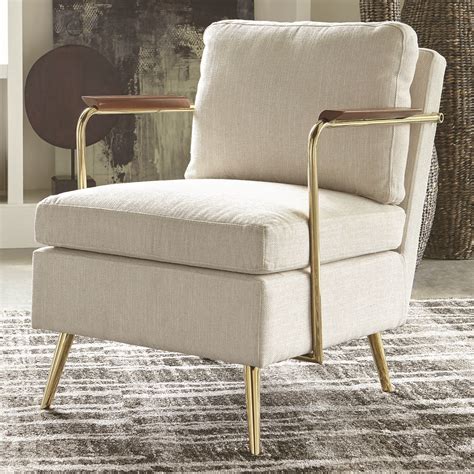 A Line Furniture Mid-Century Modern Design Living Room Accent Chair with Gold Frame and Leather ...