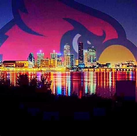 Louisville Kentucky skyline with the Louisville Cardinal logo in the sky. ♥♥♥ Louisville Skyline ...