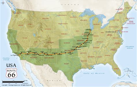 Route 66 Map USA, RT 66 Map, Map of Route 66 Start to Finish