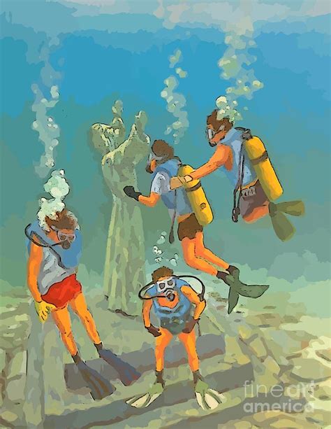 Scuba Diving In John Pennekamp Coral Reef State Park Painting by John Malone