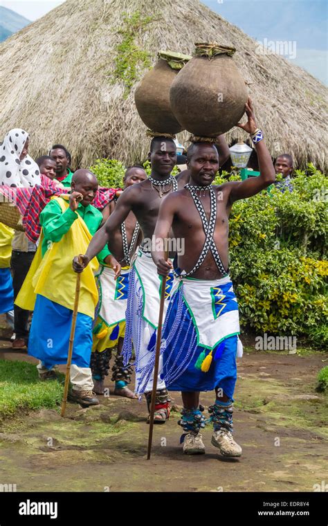 MUSANZE, RWANDA - NOVEMBER 5: Tribal ritual of the Batwa Tribe Perform Traditional Intore Dance ...