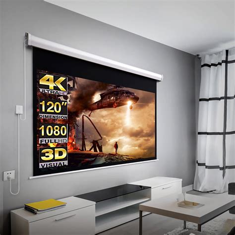 100" Auto Motorized Projector Screen with Remote, HD 4K 16:9 Wall ...