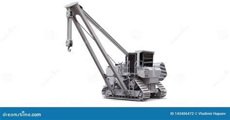 White Crawler Crane with Side Boom. 3d Rendering Stock Illustration - Illustration of design ...