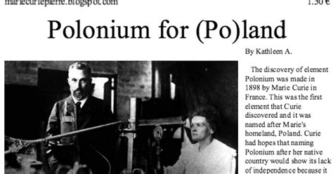 Marie and Pierre Curie: Le Petit Journal: The Discovery of Polonium