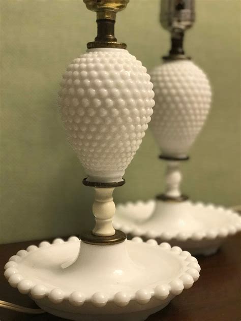 Milk Glass Hobnail Lamps, Pair of Milkglass lamps, bedside lamps, Shabby Chic, Country decor ...