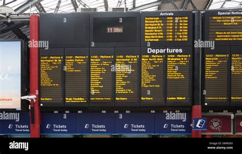 Times of Arrivals & Departures board showing train schedule Liverpool Lime street Station ...