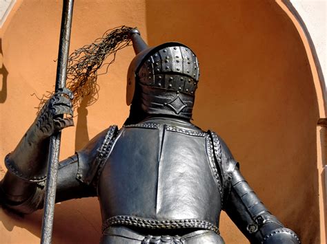 Free picture: cast iron, knight, medieval, sculpture, shield, armor, sword, weapon