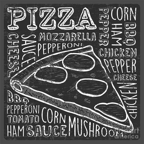 Pizza Word Art, Food Typography Doodle Digital Art by Amusing DesignCo ...