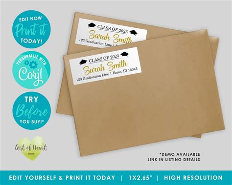 Editable Graduation Address Labels DIGITAL DOWNLOAD - Etsy