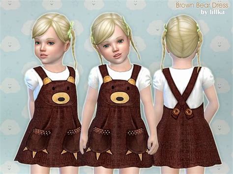 lillka's Brown Bear Dress | Sims 4 toddler, Sims 4 toddler clothes ...