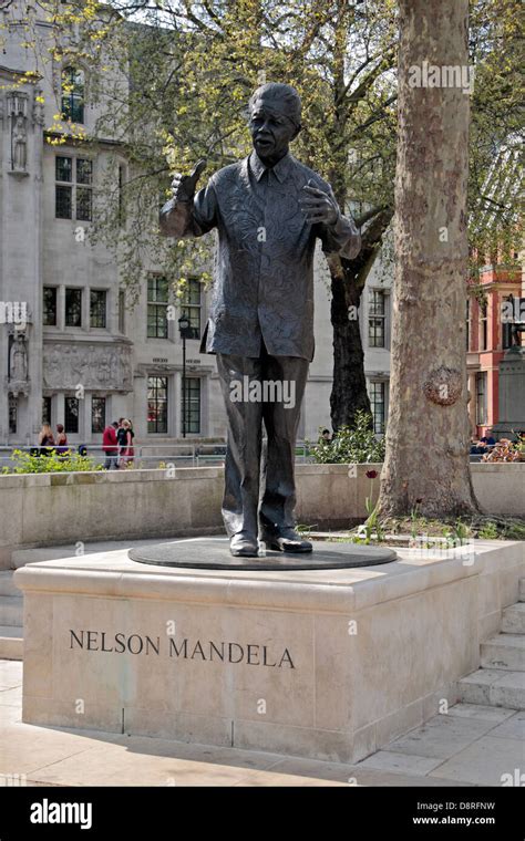 The statue of Nelson Mandela in Parliament Square, London. May 2013 ...