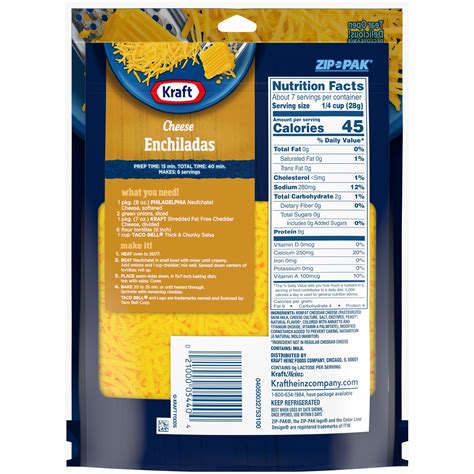 Kraft Shredded Cheddar Cheese Nutrition Label - Bios Pics