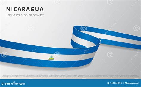 Flag of Nicaragua. Realistic Wavy Ribbon with Nicaraguan Flag Colors ...