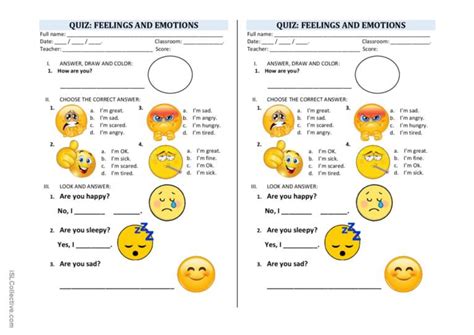 Emotions/ feelings using the verb be…: English ESL worksheets pdf & doc