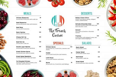 French Mediterranean Cuisine Menu Template | Menu template, Menu design ...