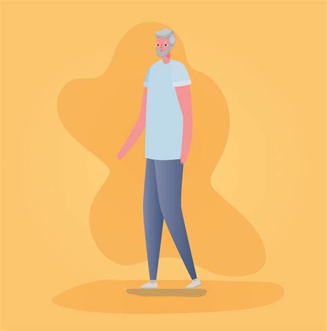 Senior citizen man on orange background vector design 2083752 Vector ...