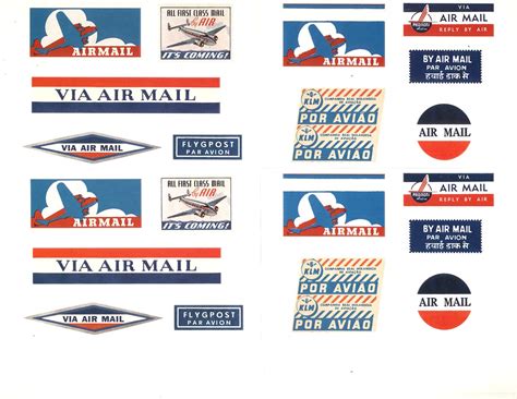 Set of 92 Retro Labels AIRMAIL AIR MAIL STICKERS | eBay