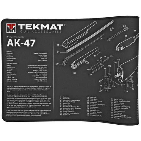 TekMat TEKR44AK47 Ultra Premium Cleaning Mat AK-47 Parts Diagram 15" x 44" | Range USA